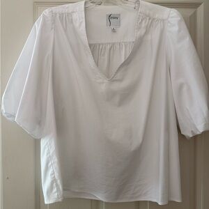 Finley White V-Neck Puff Sleeve Blouse
